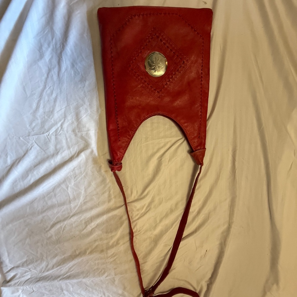Boho Red Crossbody Bag with Silver Accent